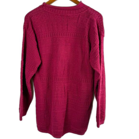 Vintage Bella Cottons Textured Knit Sweater – Magenta Pink USA Made 100% Cotton - Picture 7 of 10